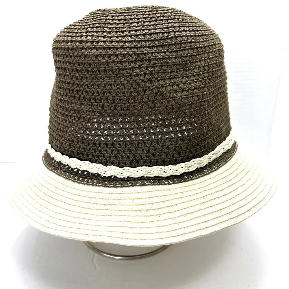 D‎ & Y Raffia Hat With Burlap Bow And Braided Hat Band